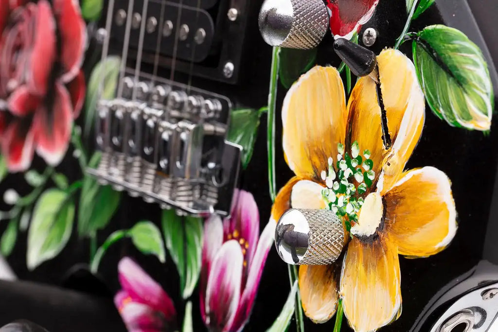 Beauty In The Music - Original Hand Painted Guitar by artist Becky Smith - Wyecliffe Galleries