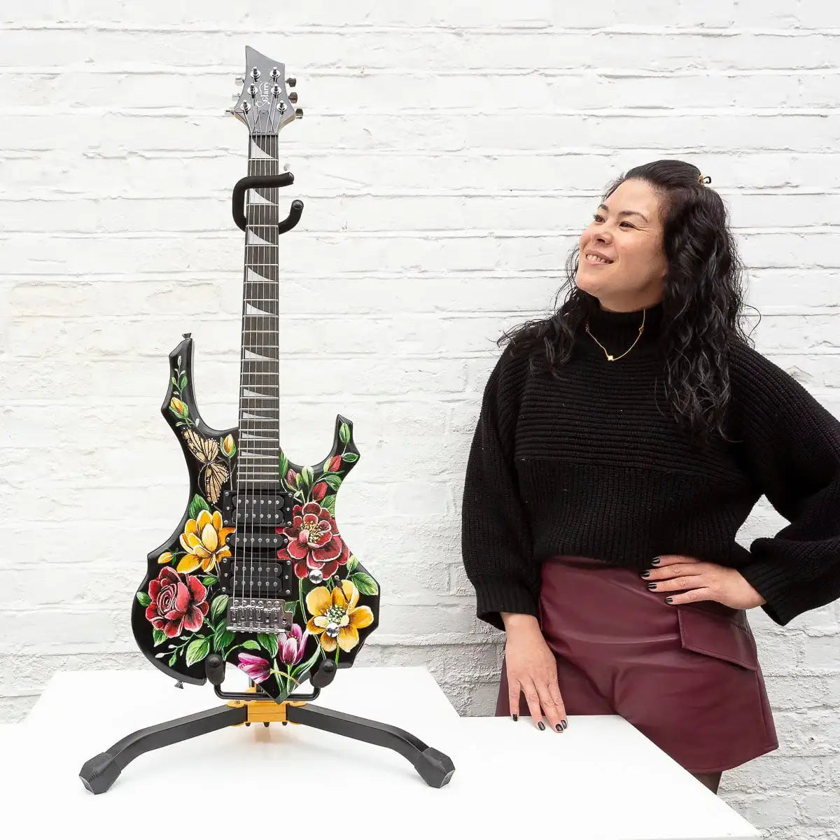 Beauty In The Music - Original Hand Painted Guitar by artist Becky Smith - Wyecliffe Galleries