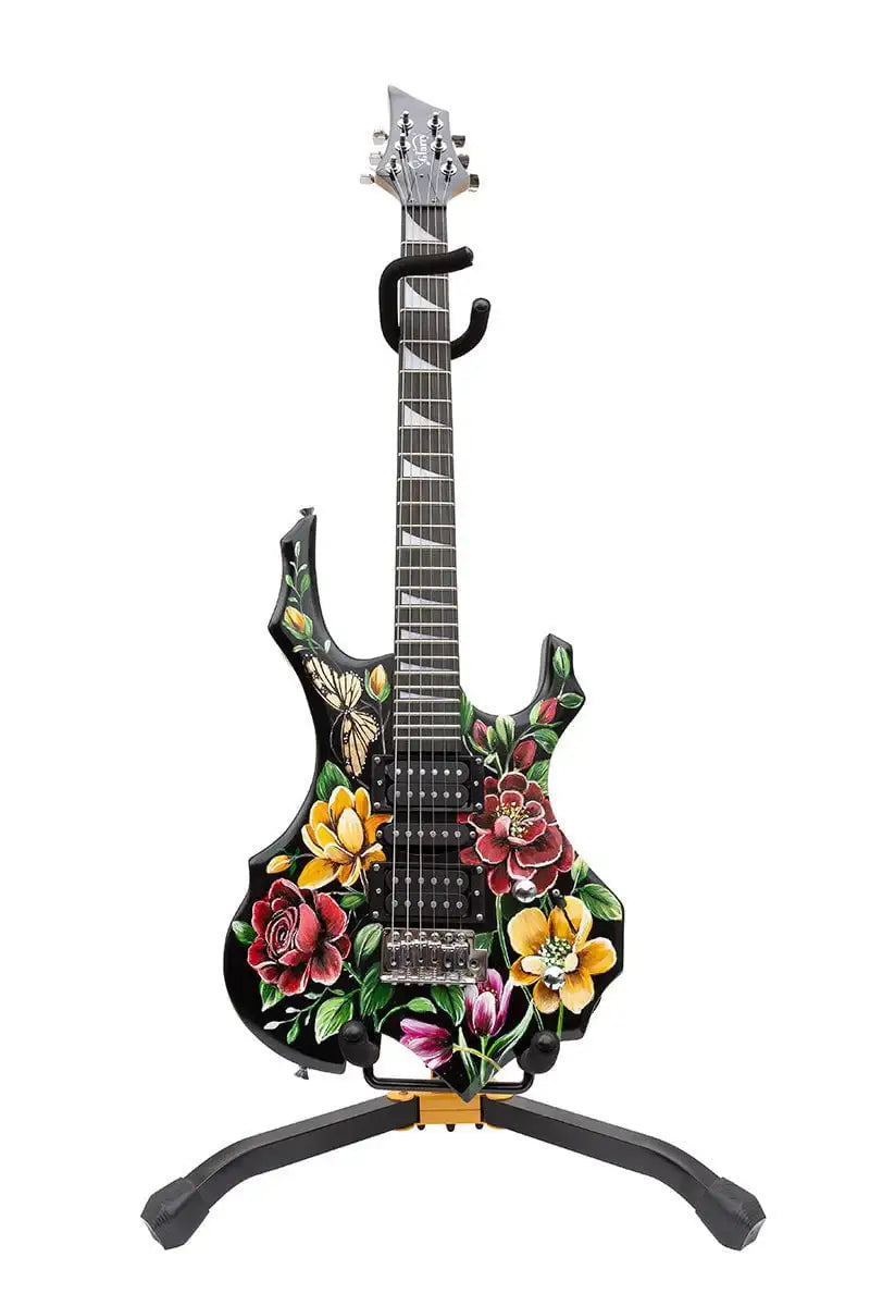 Beauty In The Music - Original Hand Painted Guitar by artist Becky Smith - Wyecliffe Galleries