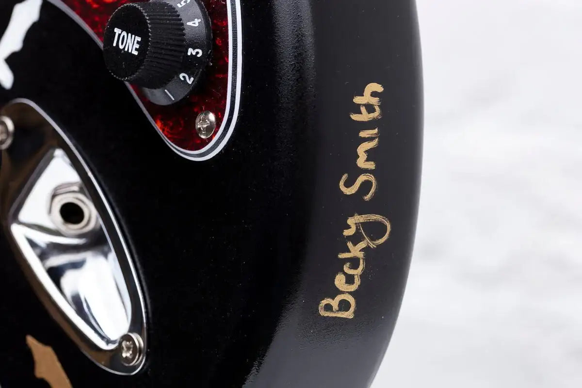 Black Sabbath - Original Hand Painted Guitar by artist Becky Smith - Wyecliffe Galleries
