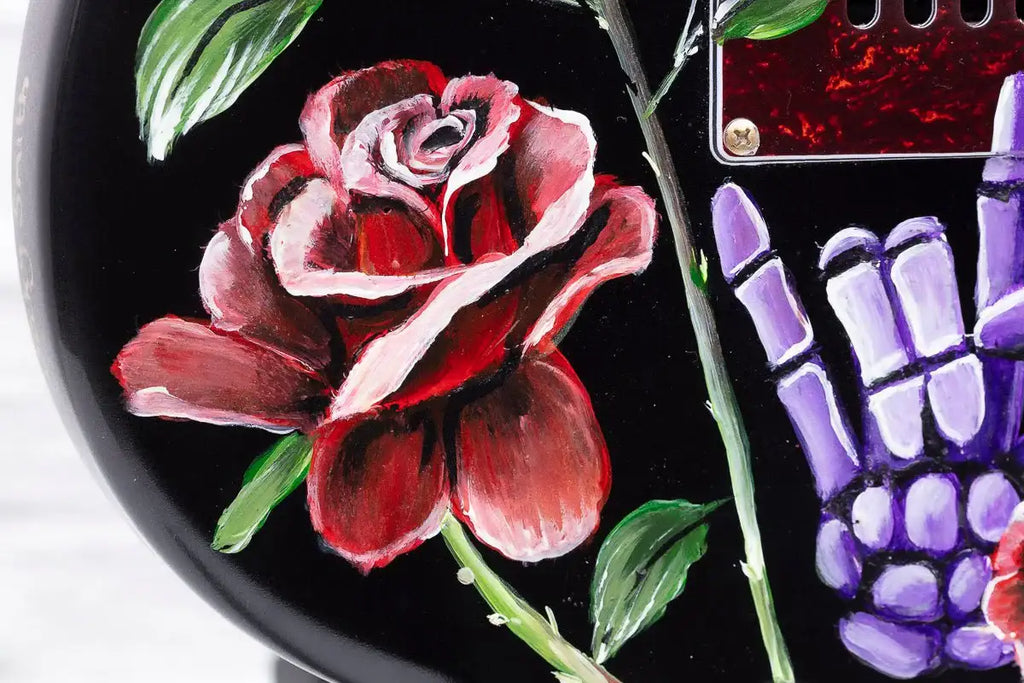 Black Sabbath - Original Hand Painted Guitar by artist Becky Smith - Wyecliffe Galleries