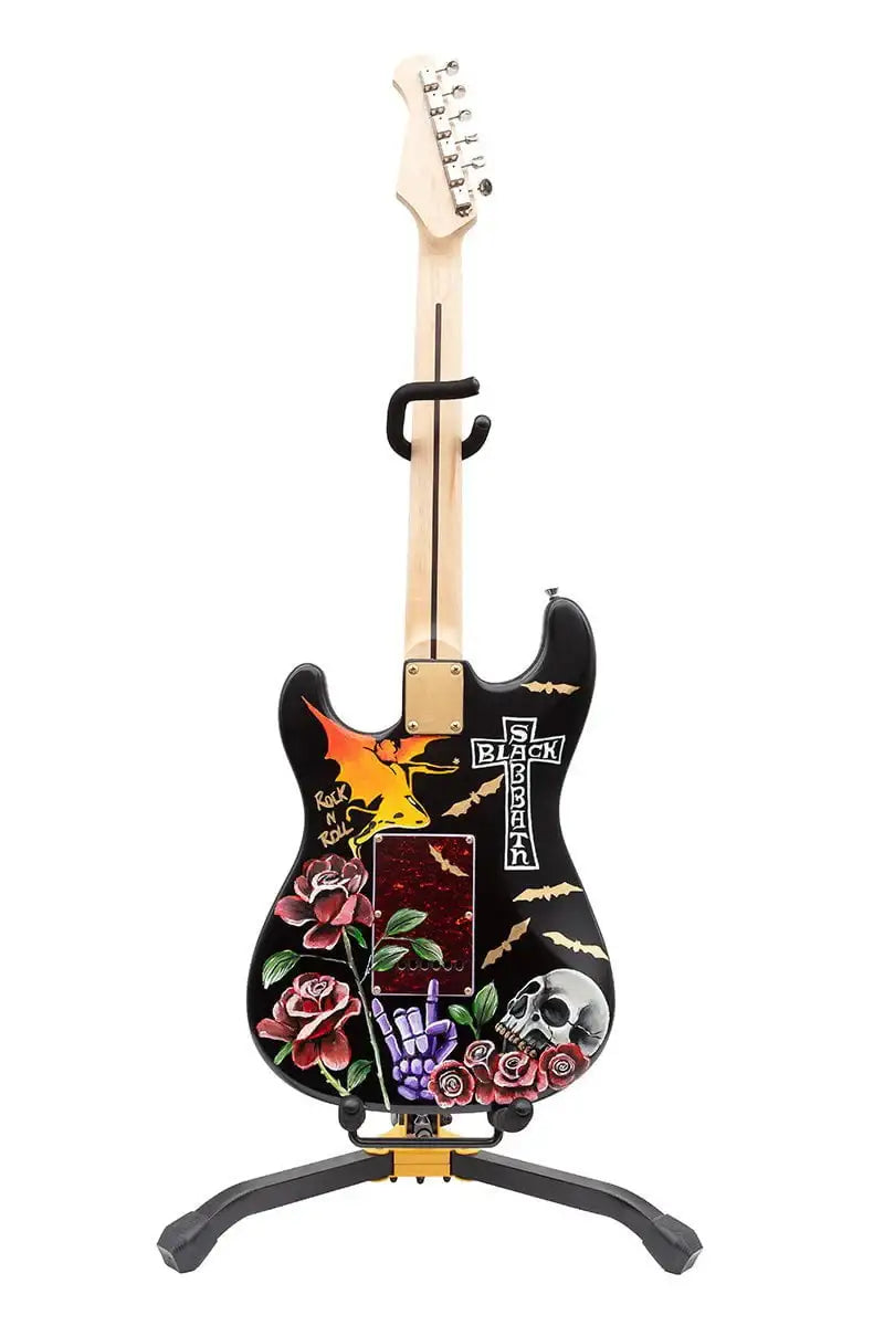 Black Sabbath - Original Hand Painted Guitar by artist Becky Smith - Wyecliffe Galleries