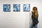 Blossoming Blues Triptych - Original - SOLD by artist Becky Smith - Wyecliffe Galleries
