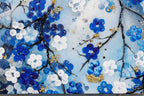 Blossoming Blues Triptych - Original - SOLD by artist Becky Smith - Wyecliffe Galleries