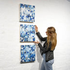 Blossoming Blues Triptych - Original - SOLD by artist Becky Smith - Wyecliffe Galleries