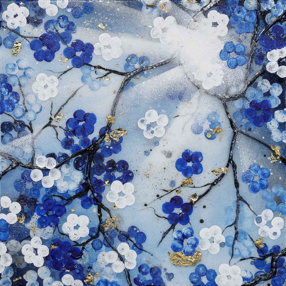 Blossoming Blues Triptych - Original Becky Smith Original
