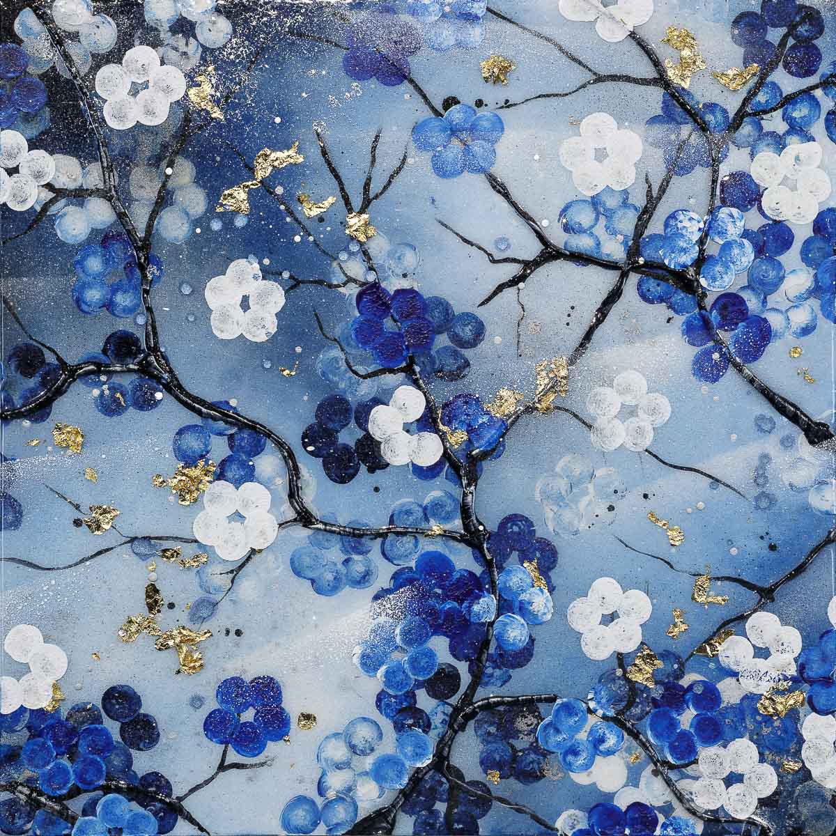 Blossoming Blues Triptych - Original Becky Smith Original
