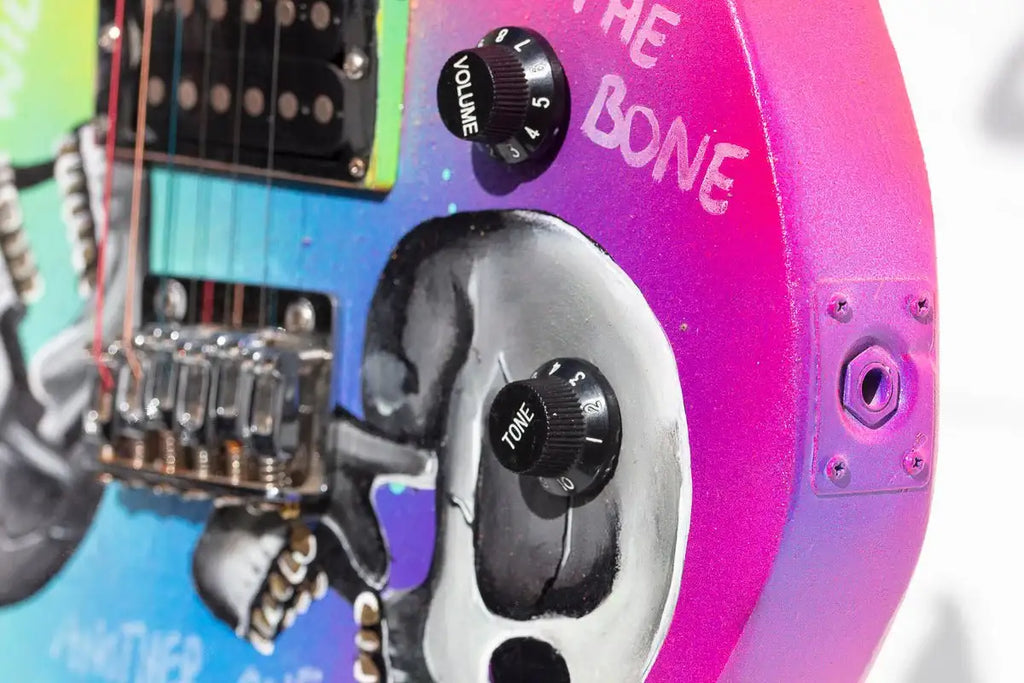 Born to Be Wild – Original Hand Painted Guitar - SOLD by artist Becky Smith - Wyecliffe Galleries