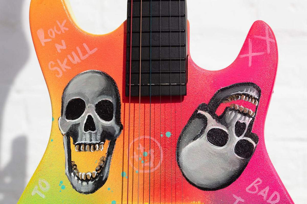 Born to Be Wild – Original Hand Painted Guitar - SOLD by artist Becky Smith - Wyecliffe Galleries