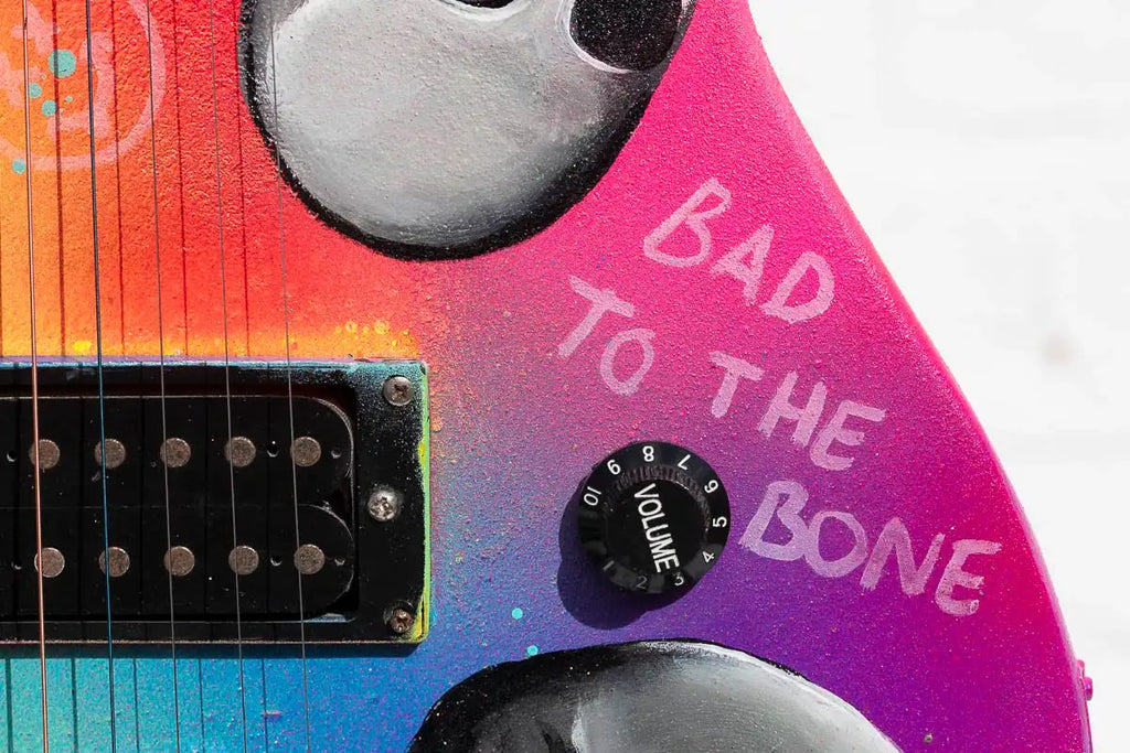 Born to Be Wild – Original Hand Painted Guitar - SOLD by artist Becky Smith - Wyecliffe Galleries