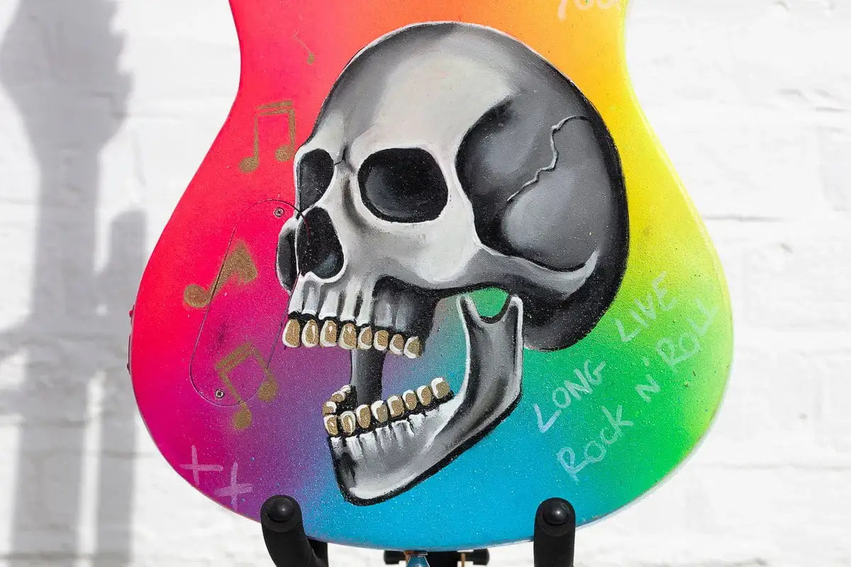 Born to Be Wild – Original Hand Painted Guitar - SOLD by artist Becky Smith - Wyecliffe Galleries