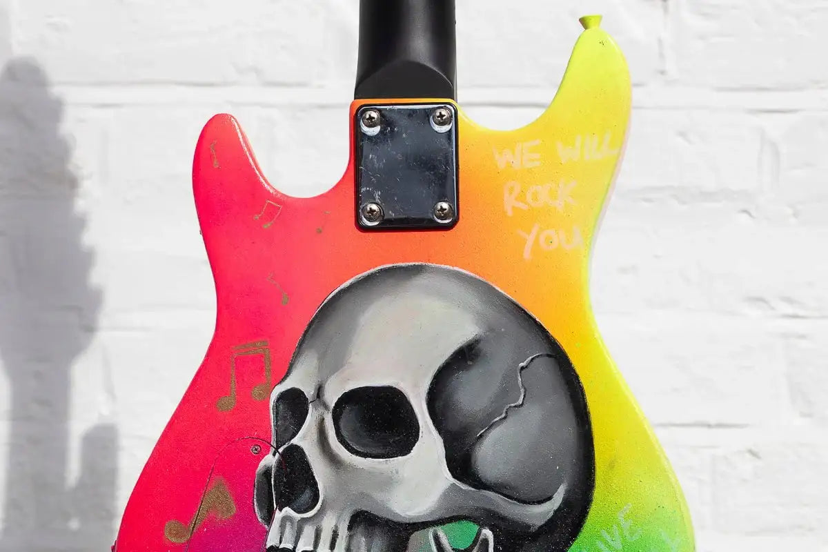 Born to Be Wild – Original Hand Painted Guitar - SOLD by artist Becky Smith - Wyecliffe Galleries