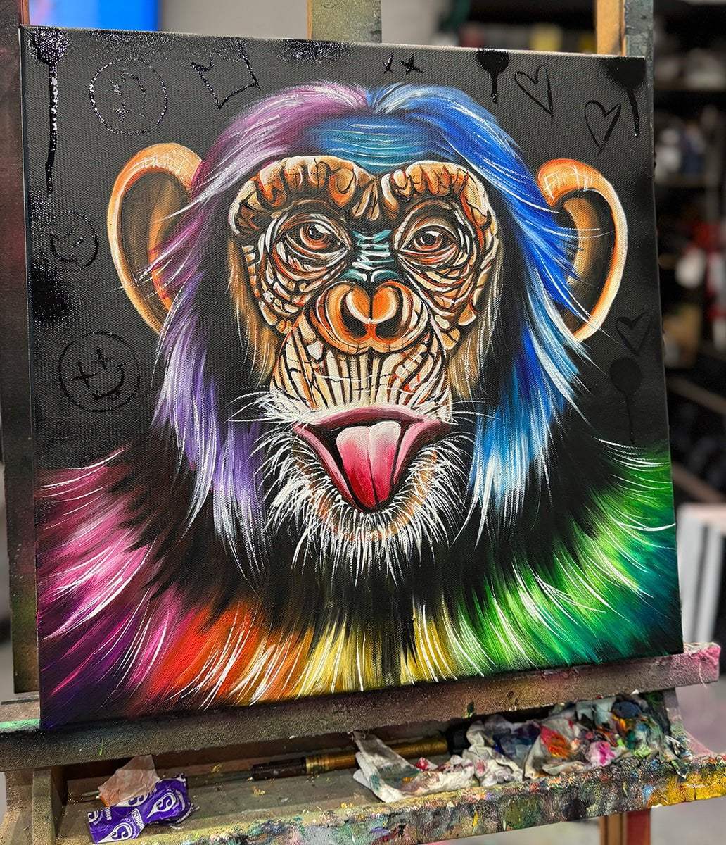 Cheeky Monkey - Original by artist Becky Smith - Wyecliffe Galleries