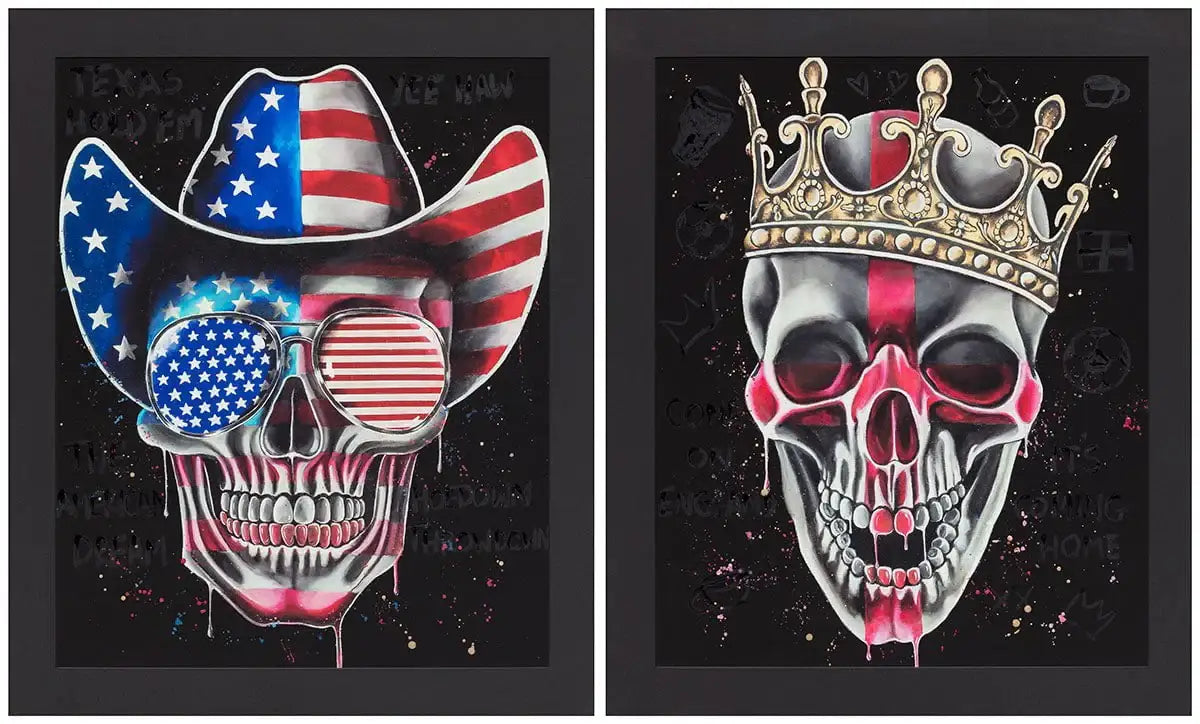 Come On England & Texas Hold 'Em - Set of 2 - Luxury Artist Proof by artist Becky Smith - Wyecliffe Galleries