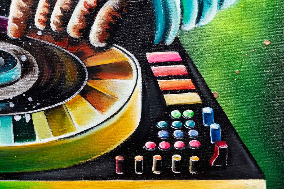 DJ Funky Monkey - Original - SOLD by artist Becky Smith - Wyecliffe Galleries