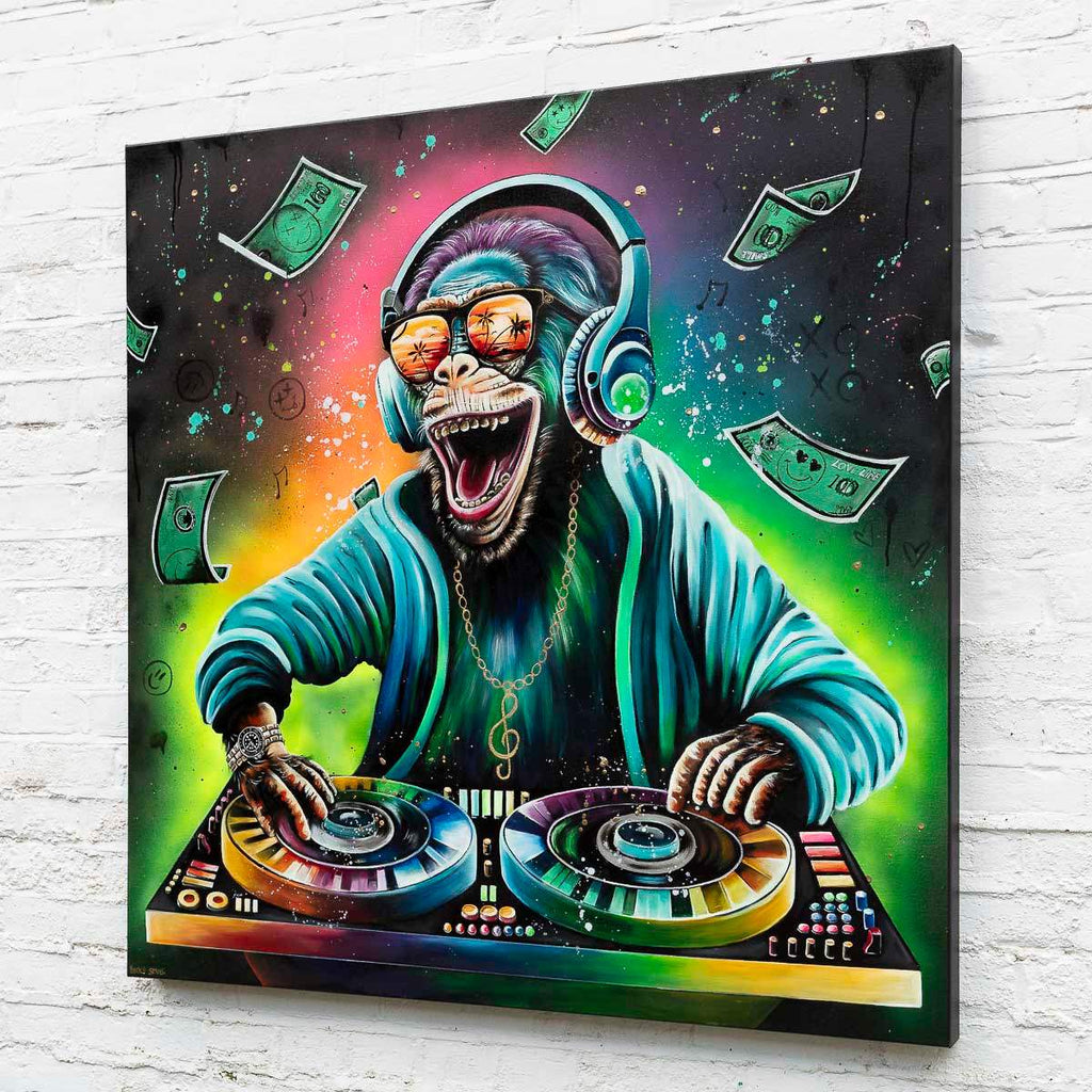 DJ Funky Monkey - Original - SOLD by artist Becky Smith - Wyecliffe Galleries