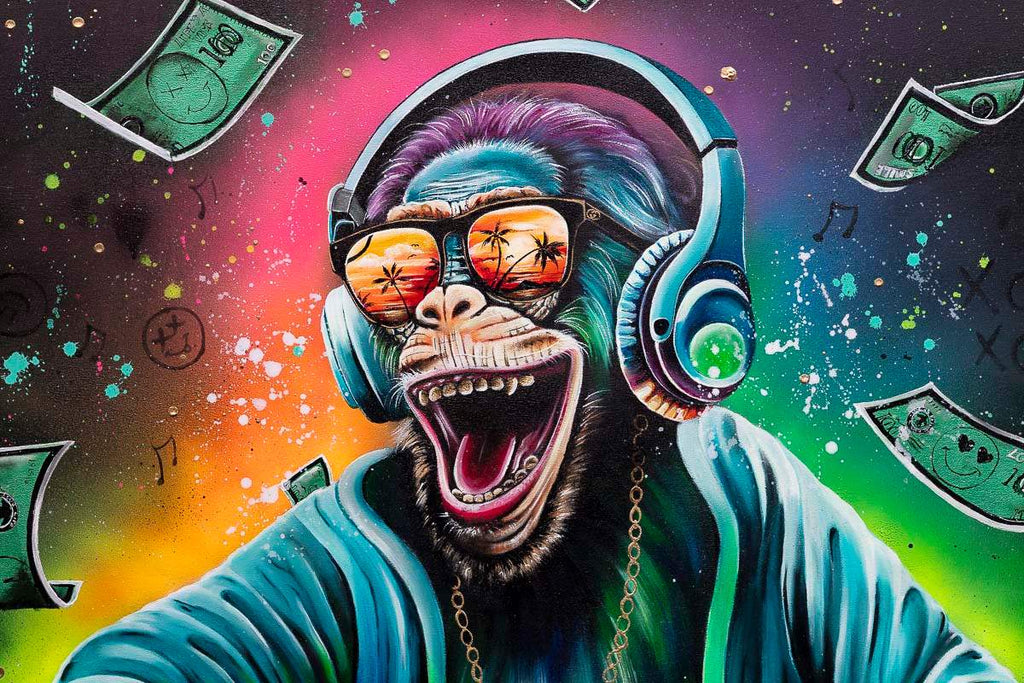 DJ Funky Monkey - Original - SOLD by artist Becky Smith - Wyecliffe Galleries