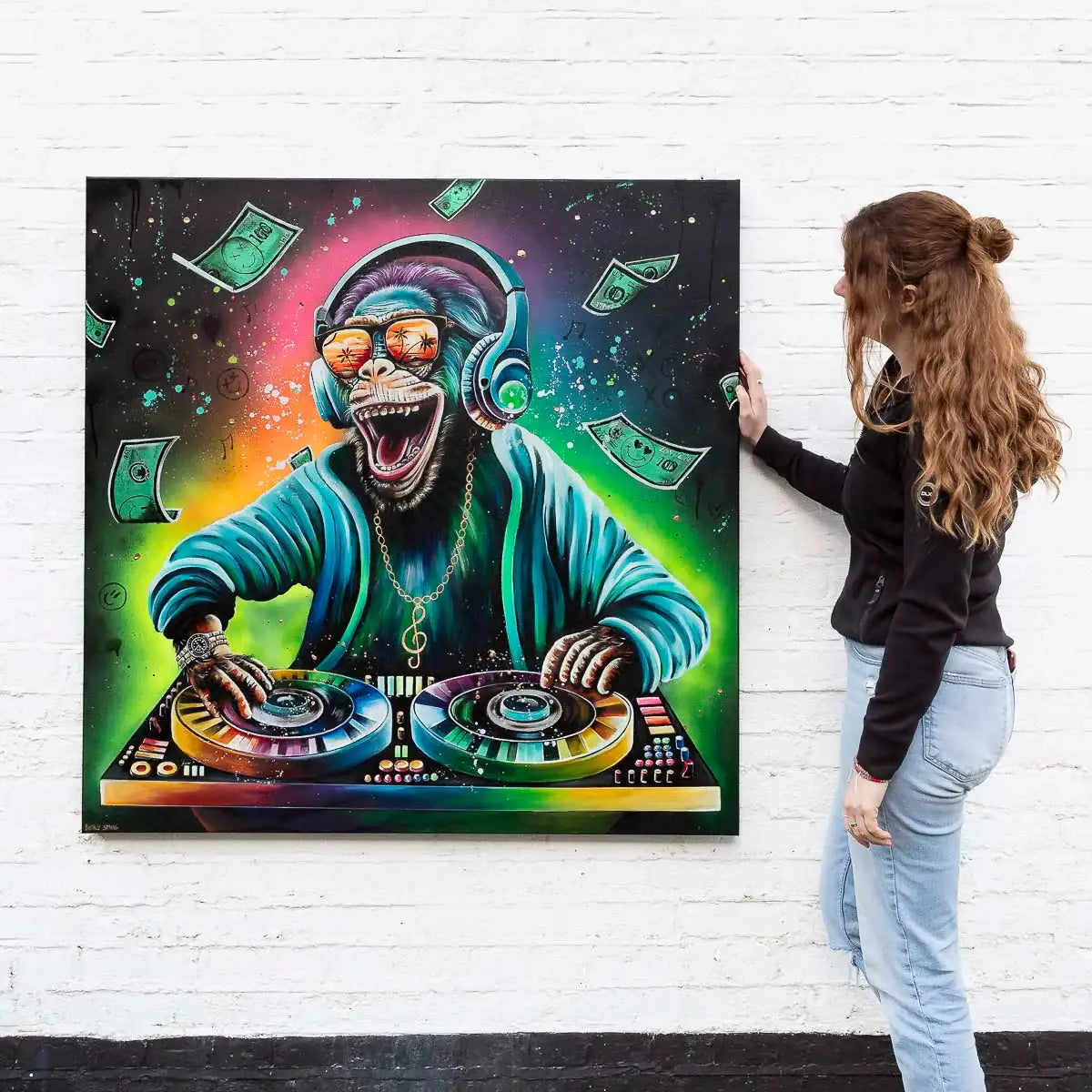 DJ Funky Monkey - Original - SOLD by artist Becky Smith - Wyecliffe Galleries