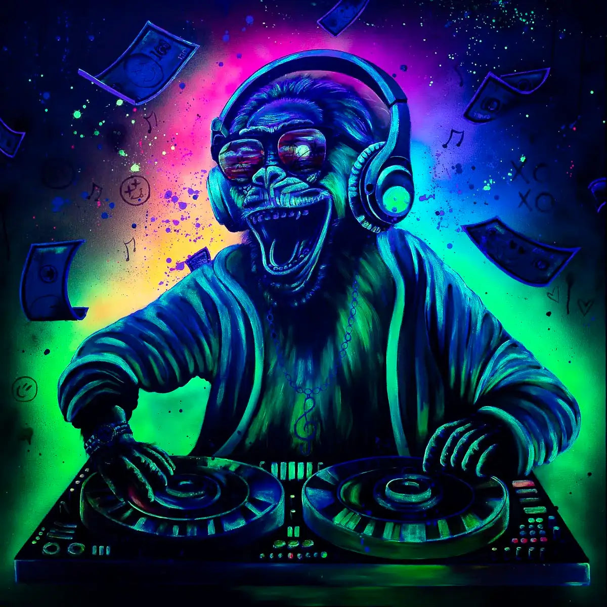 DJ Funky Monkey - Original - SOLD by artist Becky Smith - Wyecliffe Galleries