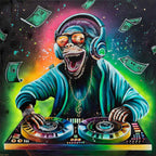 DJ Funky Monkey - Original - SOLD by artist Becky Smith - Wyecliffe Galleries