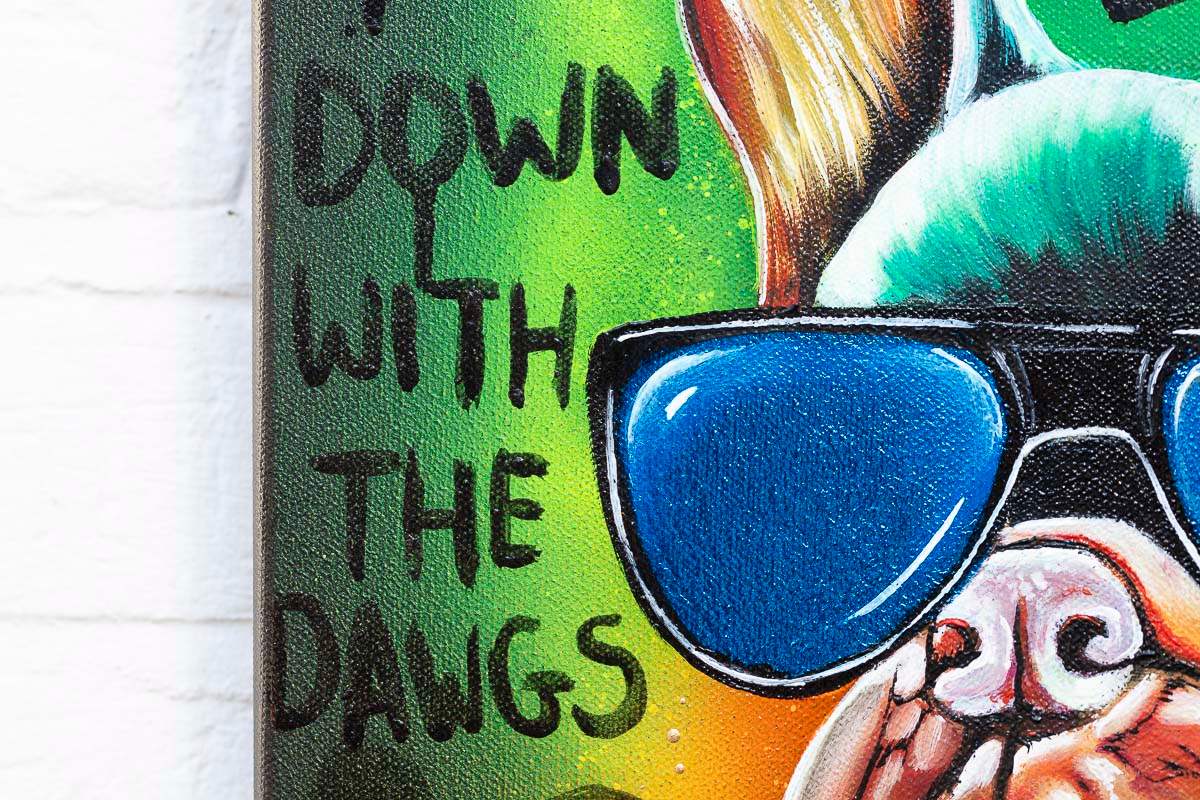 Down With The Dawgs - Original - SOLD by artist Becky Smith - Wyecliffe Galleries