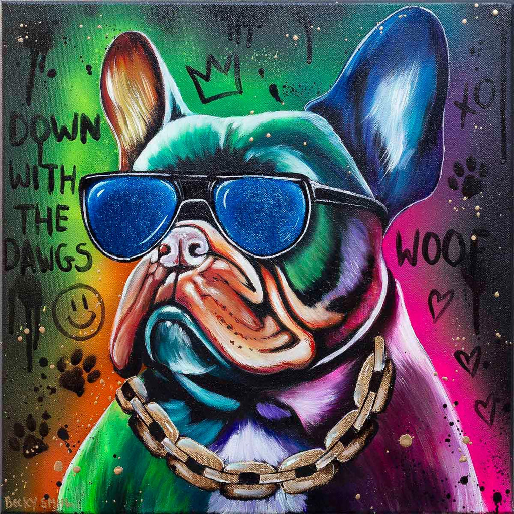 Down With The Dawgs - Original - SOLD by artist Becky Smith - Wyecliffe Galleries