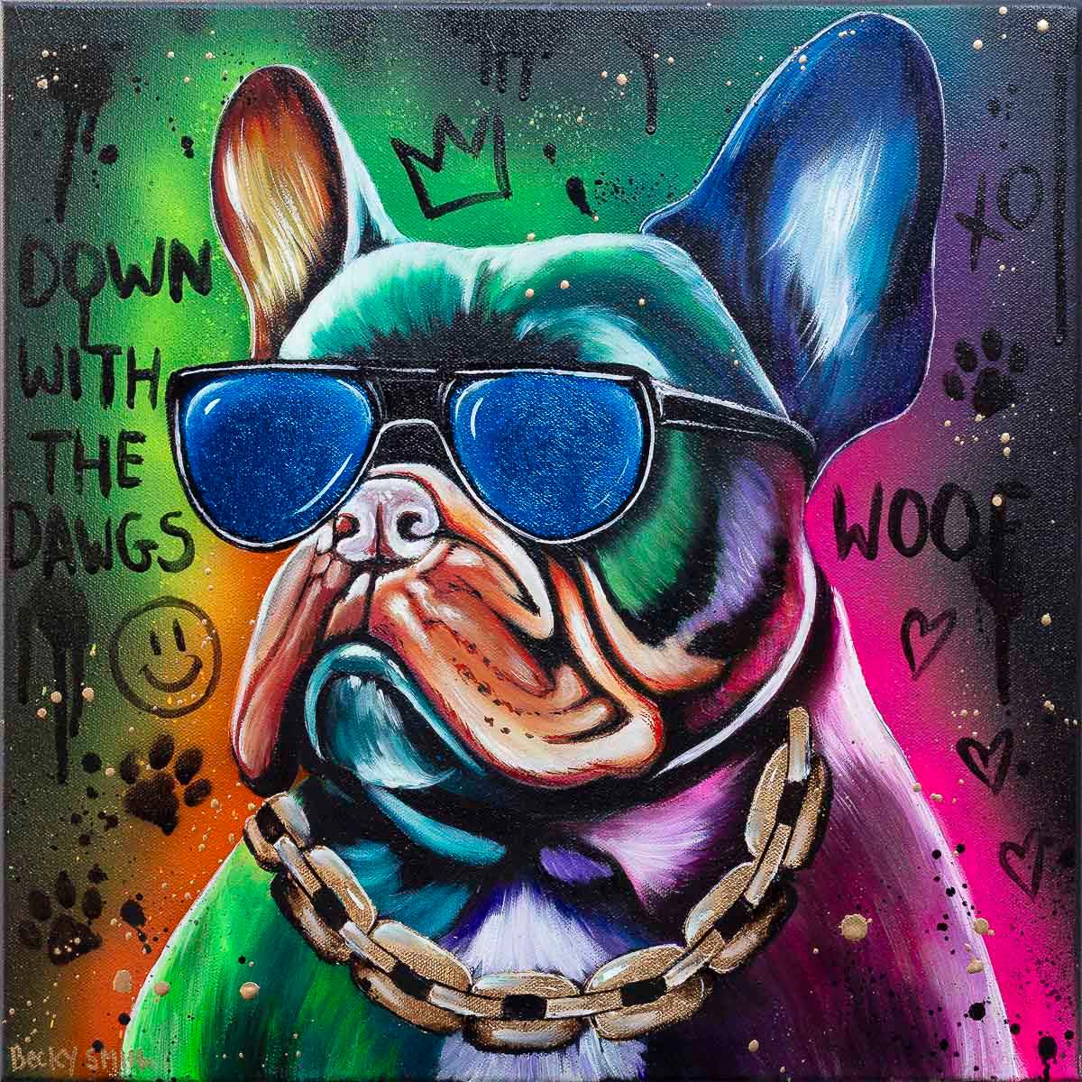 Down With The Dawgs - Original - SOLD by artist Becky Smith - Wyecliffe Galleries
