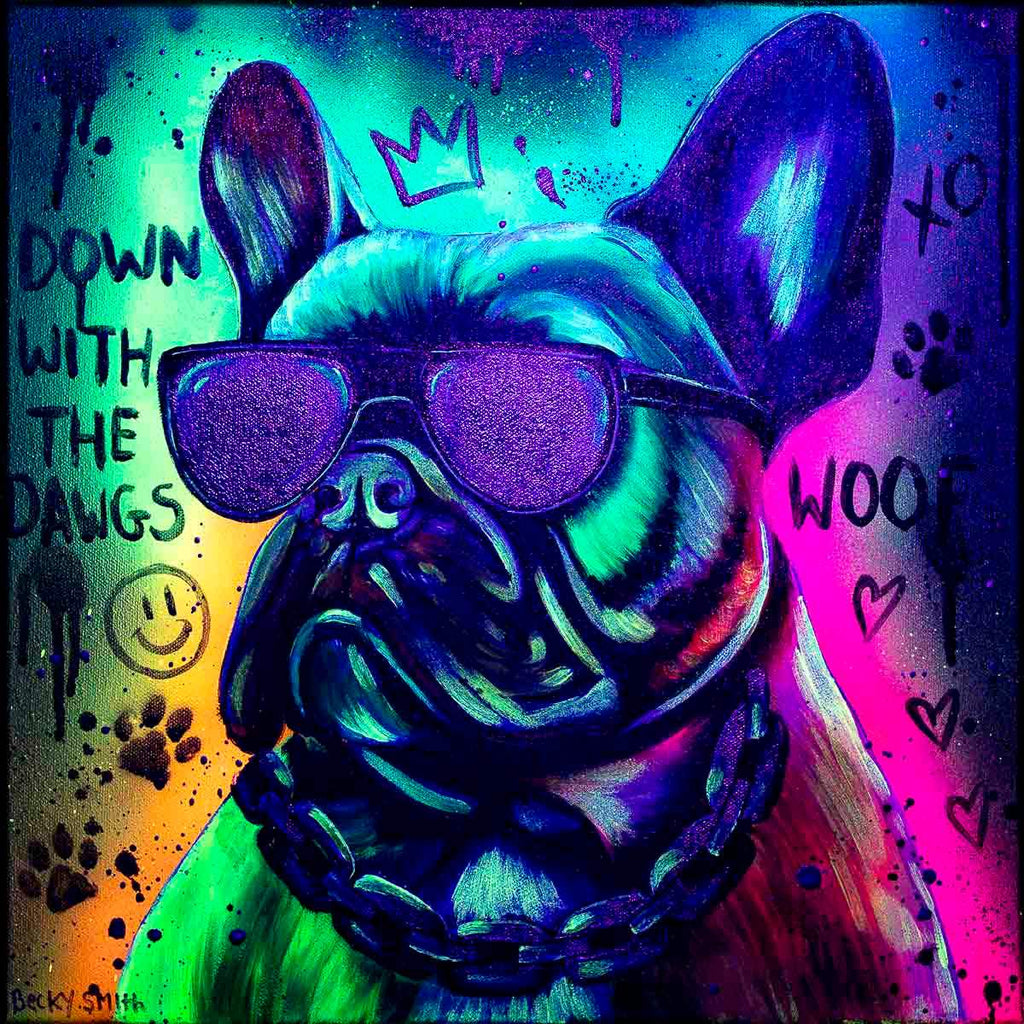 Down With The Dawgs - Original - SOLD by artist Becky Smith - Wyecliffe Galleries