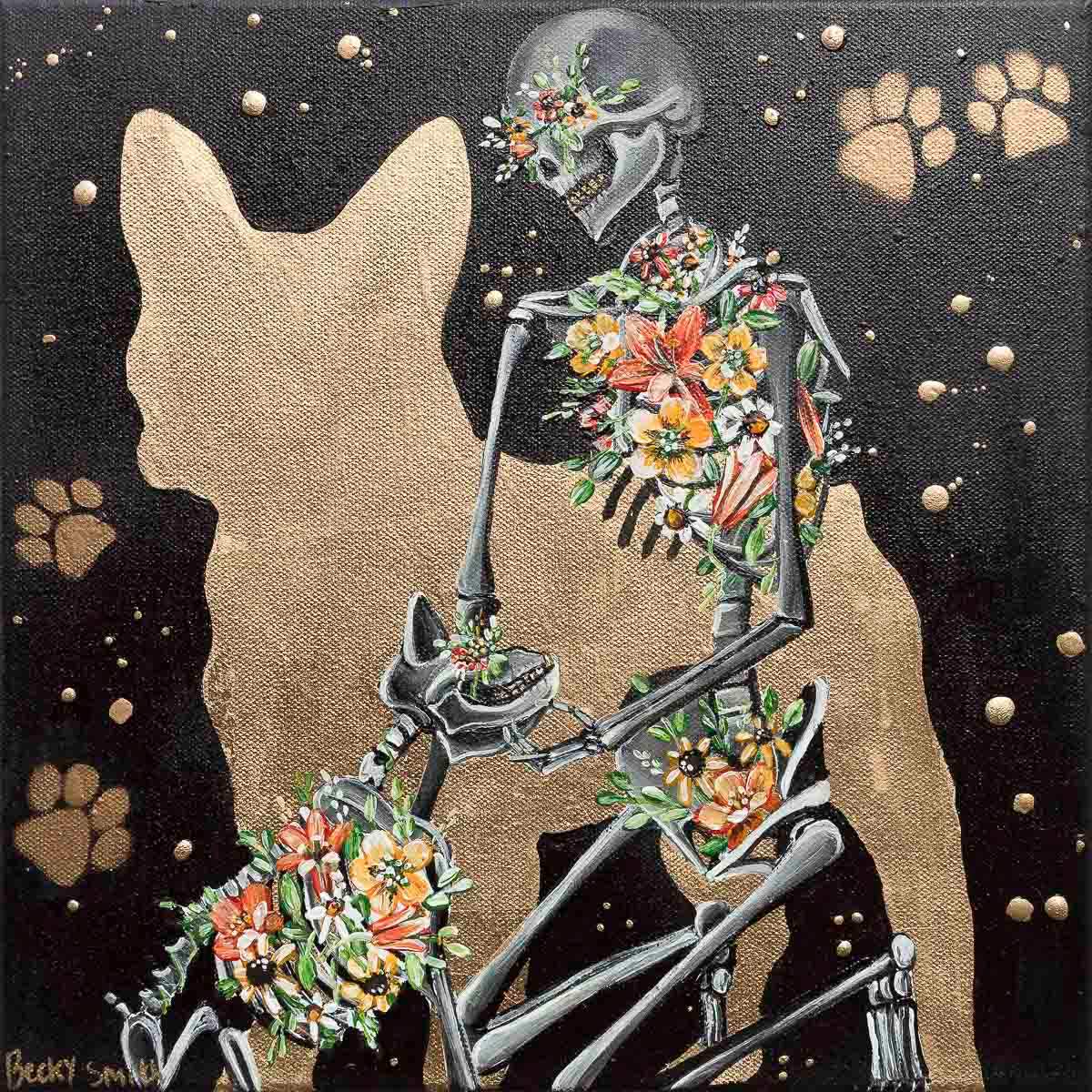 Frenchie Love - Original - SOLD by artist Becky Smith - Wyecliffe Galleries