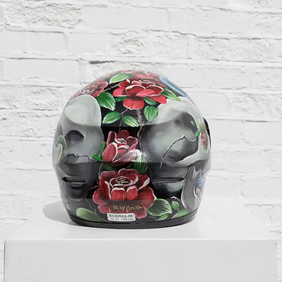 Highway To Hell - Original Hand-Painted Helmet by artist Becky Smith - Wyecliffe Galleries
