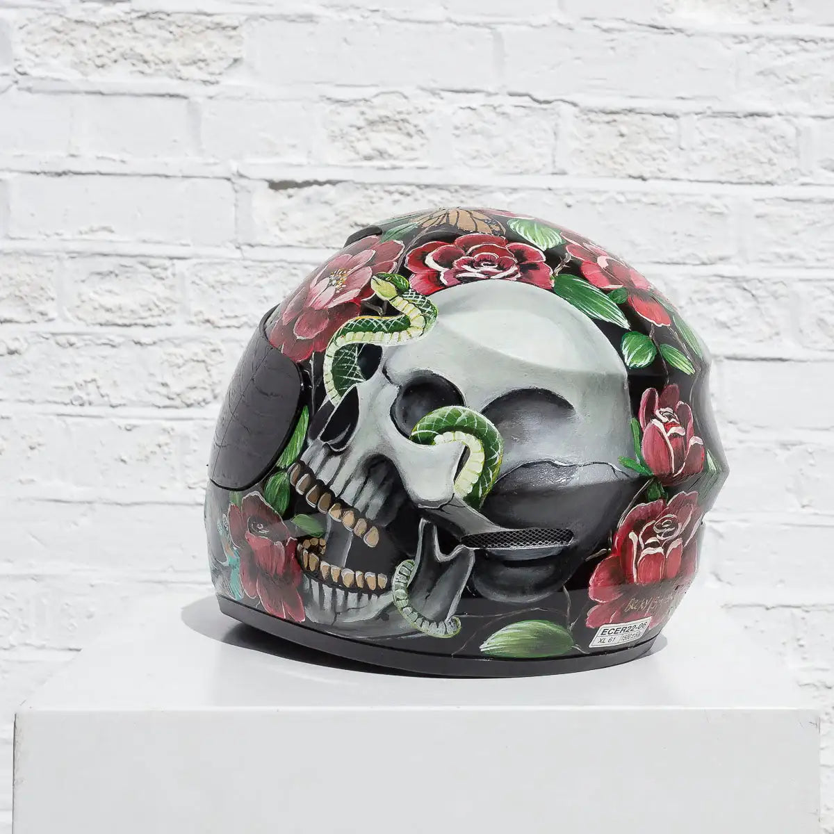 Highway To Hell - Original Hand-Painted Helmet by artist Becky Smith - Wyecliffe Galleries