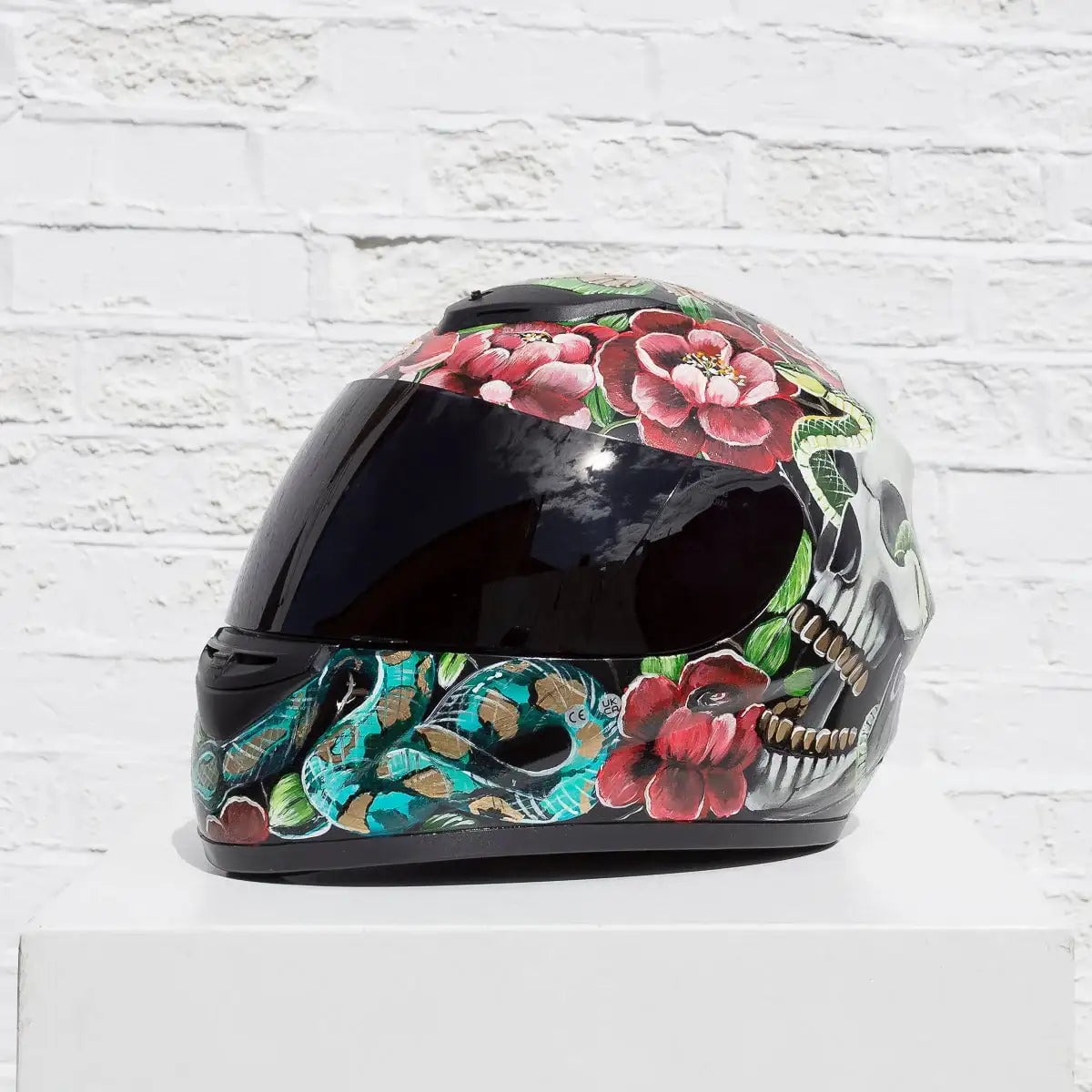Highway To Hell - Original Hand-Painted Helmet by artist Becky Smith - Wyecliffe Galleries