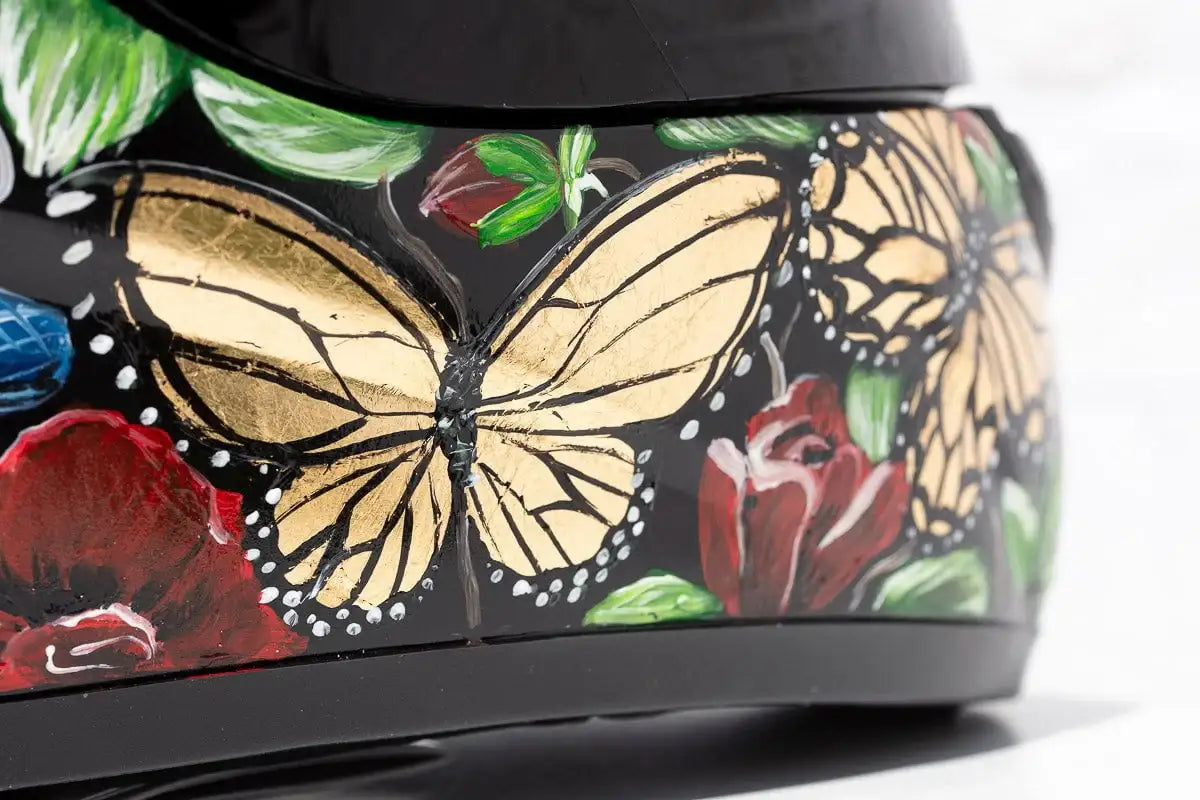 Highway To Hell - Original Hand-Painted Helmet by artist Becky Smith - Wyecliffe Galleries
