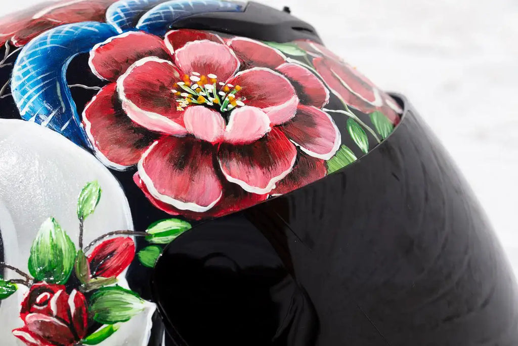 Highway To Hell - Original Hand-Painted Helmet by artist Becky Smith - Wyecliffe Galleries