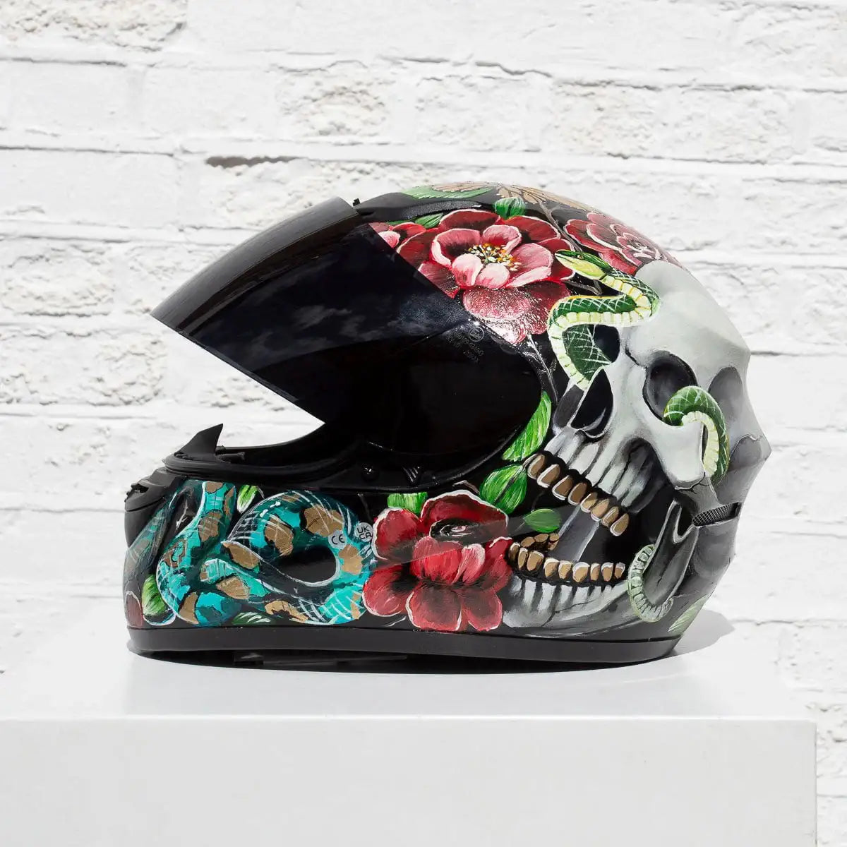 Highway To Hell - Original Hand-Painted Helmet by artist Becky Smith - Wyecliffe Galleries