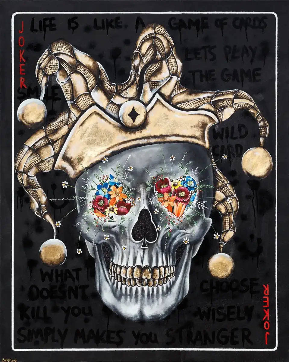 Joker - Black Suits - Original - SOLD by artist Becky Smith - Wyecliffe Galleries