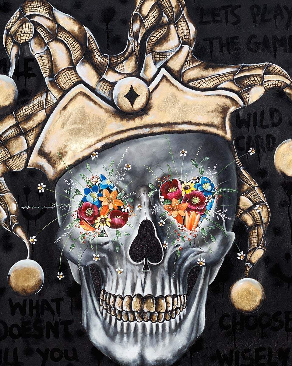 Joker - Black Suits - Original - SOLD by artist Becky Smith - Wyecliffe Galleries