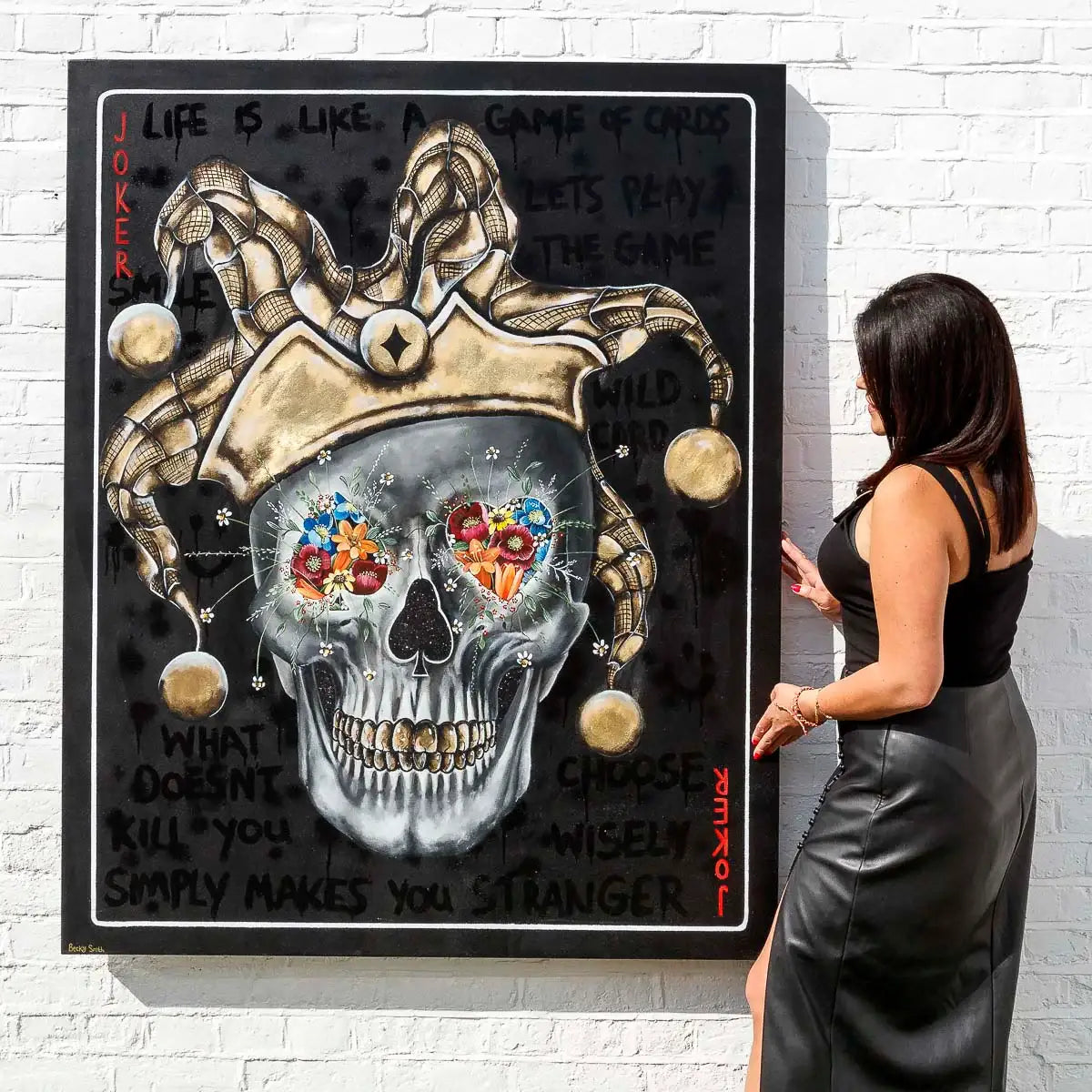 Joker - Black Suits - Original - SOLD by artist Becky Smith - Wyecliffe Galleries