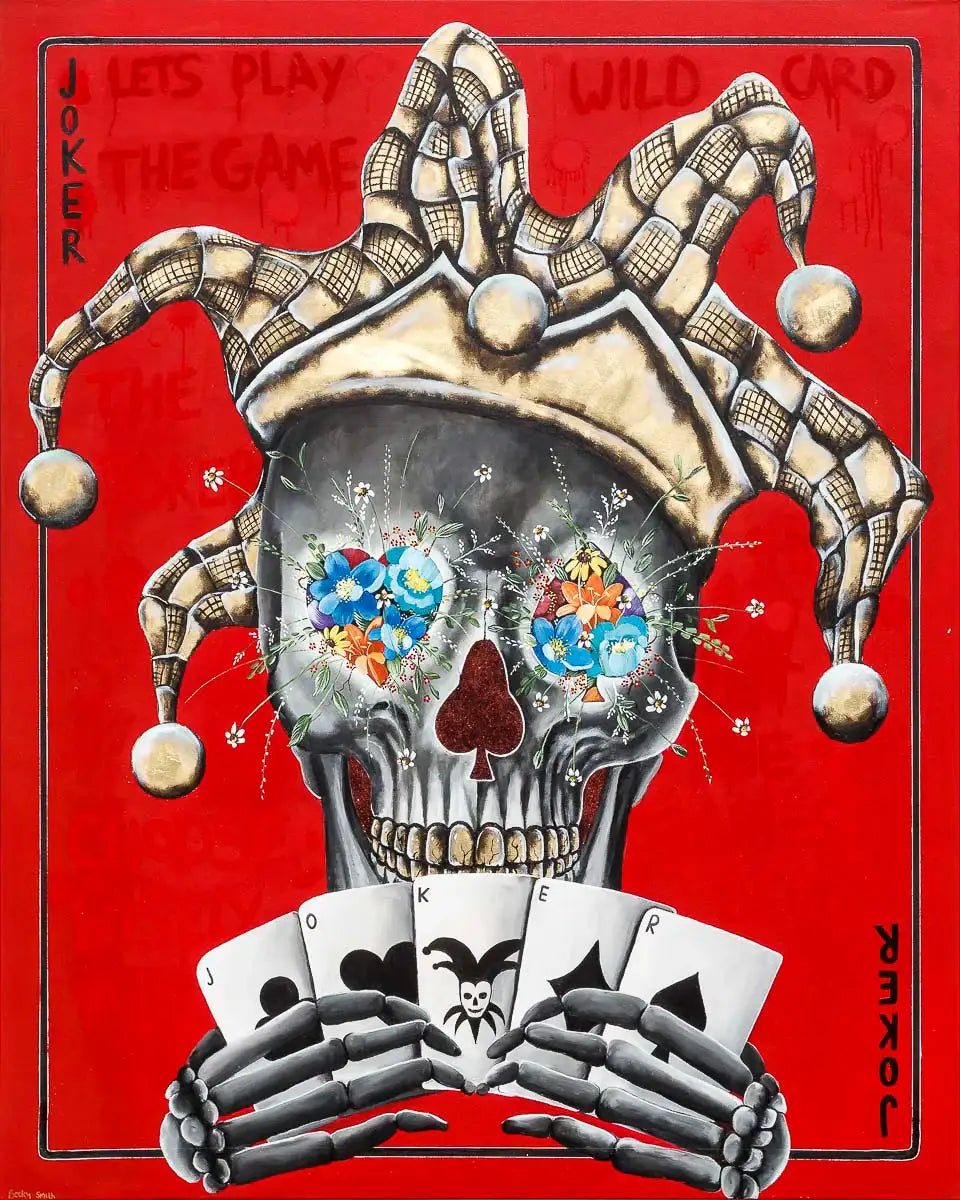 Joker - Red Suits - Original - SOLD by artist Becky Smith - Wyecliffe Galleries