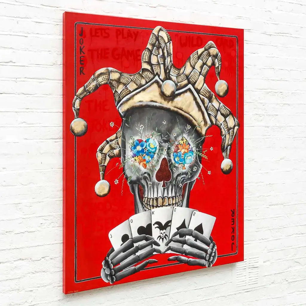 Joker - Red Suits - Original - SOLD by artist Becky Smith - Wyecliffe Galleries