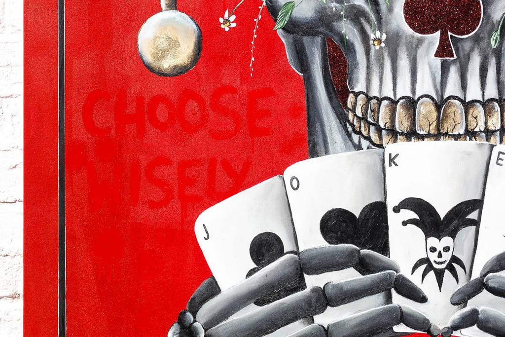 Joker - Red Suits - Original - SOLD by artist Becky Smith - Wyecliffe Galleries