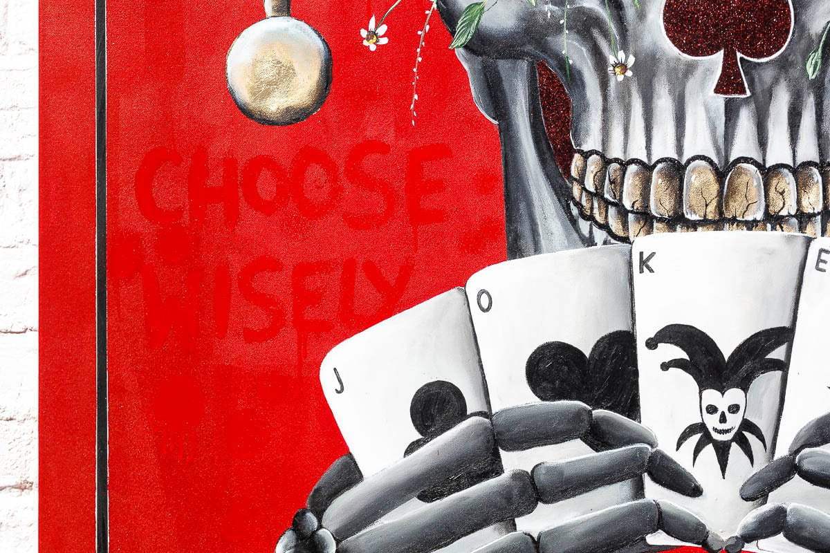 Joker - Red Suits - Original - SOLD by artist Becky Smith - Wyecliffe Galleries