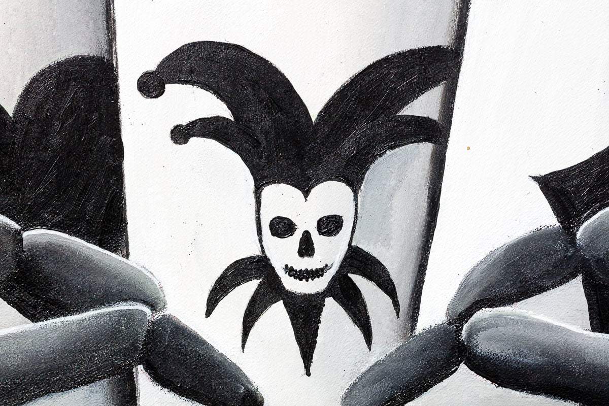 Joker - Red Suits - Original - SOLD by artist Becky Smith - Wyecliffe Galleries