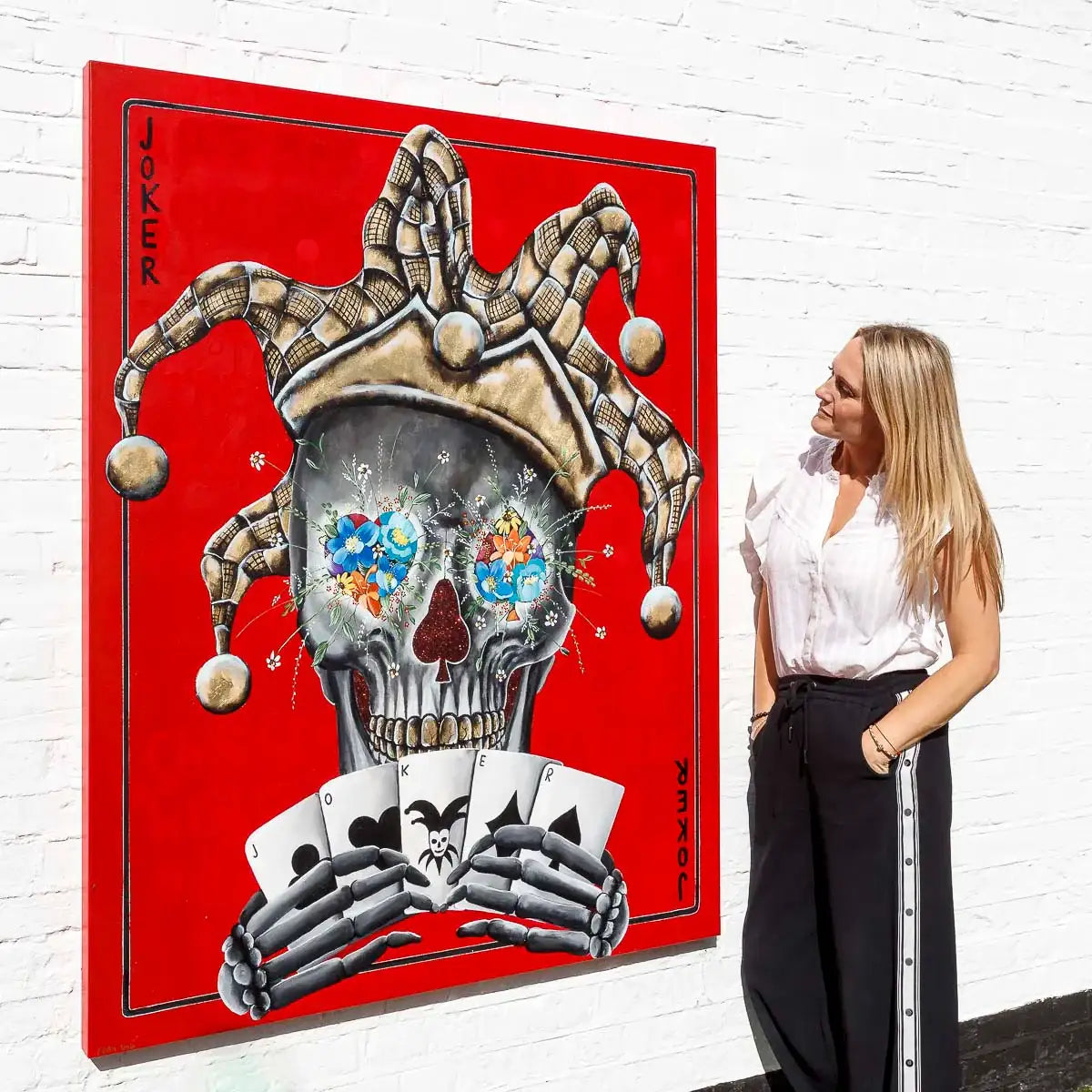 Joker - Red Suits - Original - SOLD by artist Becky Smith - Wyecliffe Galleries