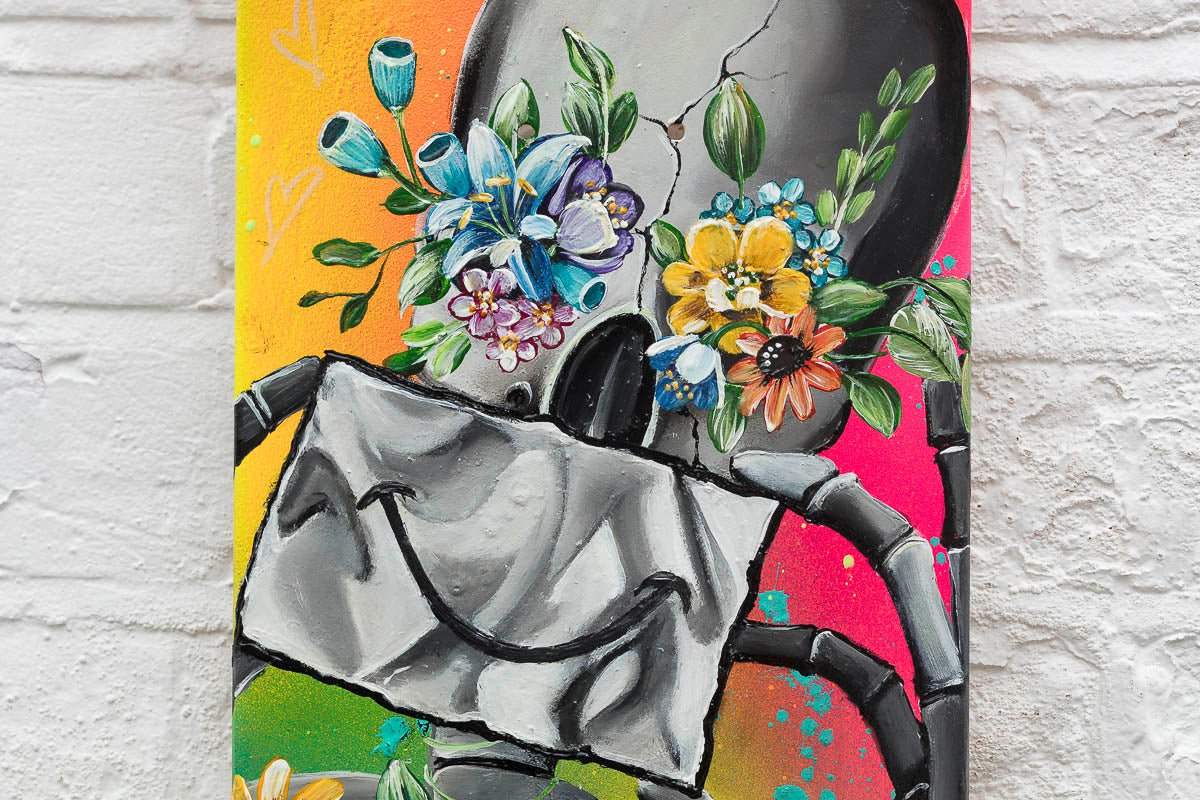 Life’s Better With A Smile – Original Skate Deck - SOLD by artist Becky Smith - Wyecliffe Galleries