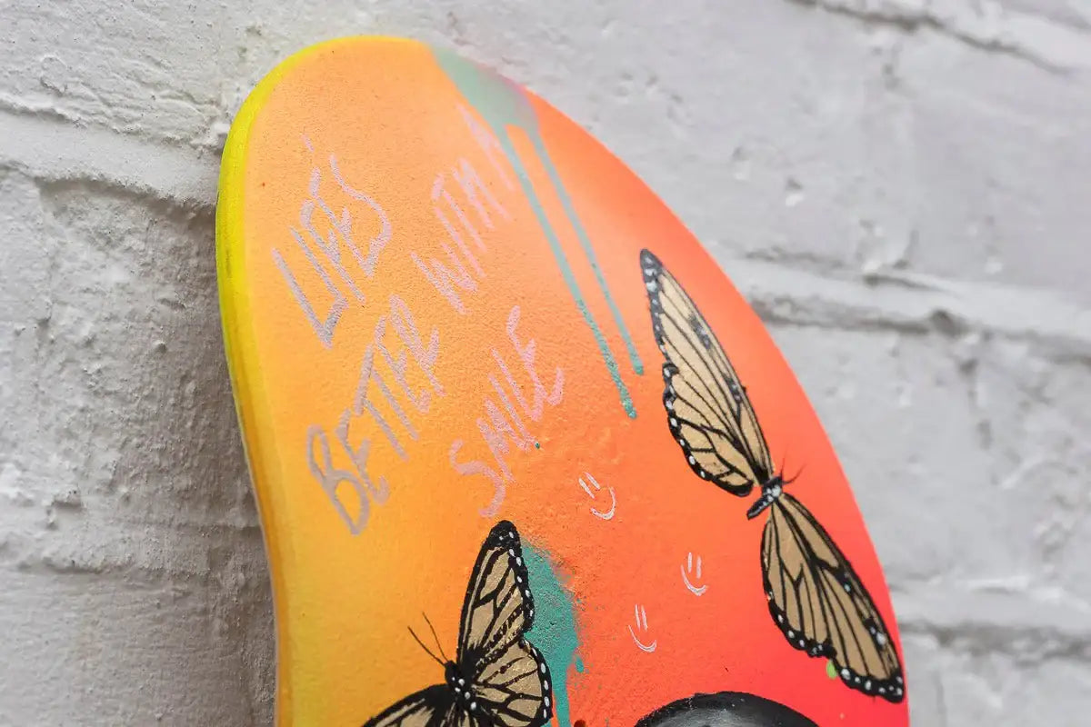 Life’s Better With A Smile – Original Skate Deck - SOLD by artist Becky Smith - Wyecliffe Galleries