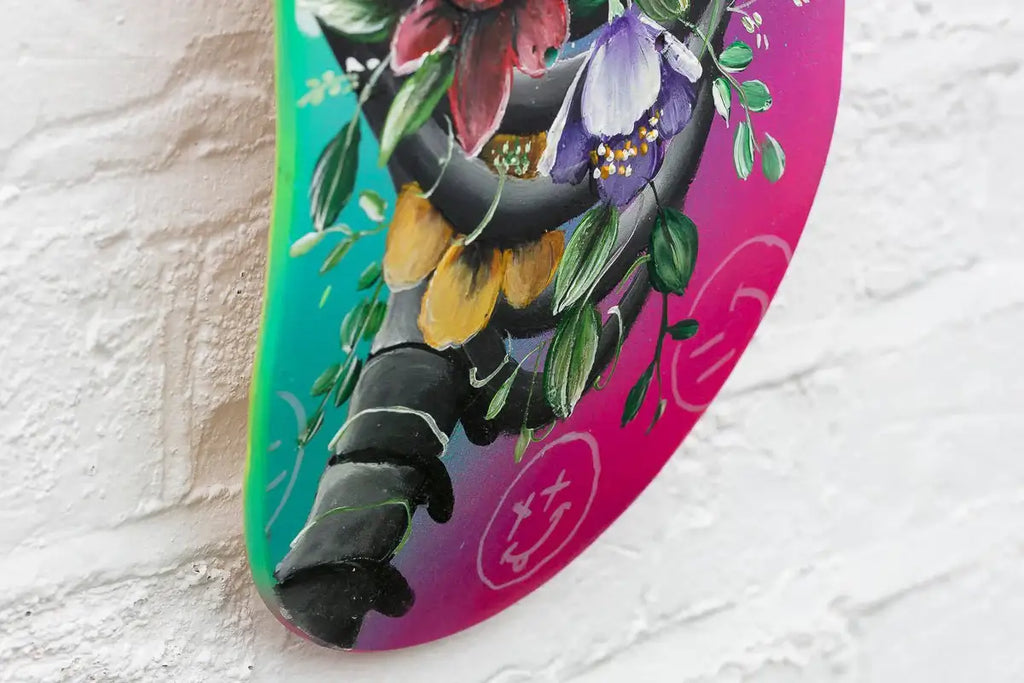 Life’s Better With A Smile – Original Skate Deck - SOLD by artist Becky Smith - Wyecliffe Galleries