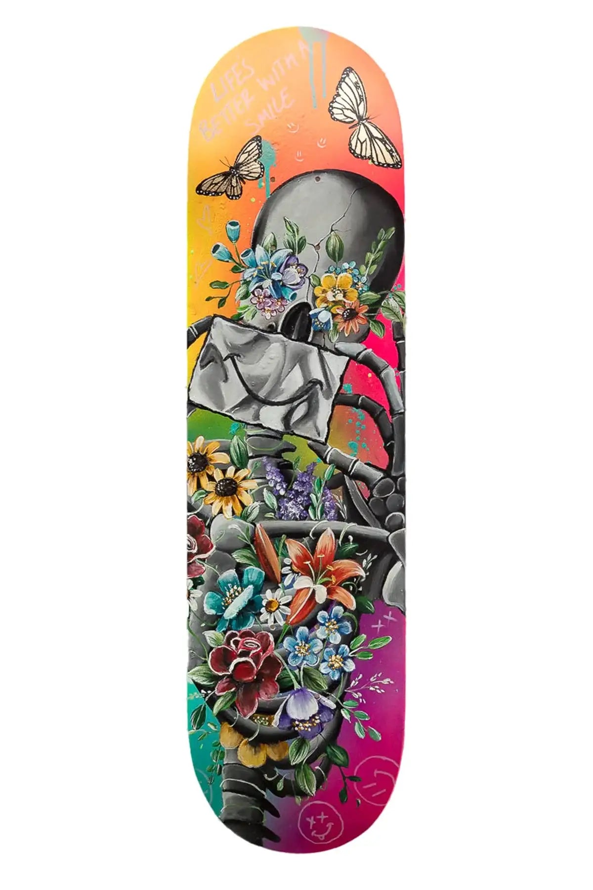 Life’s Better With A Smile – Original Skate Deck - SOLD by artist Becky Smith - Wyecliffe Galleries
