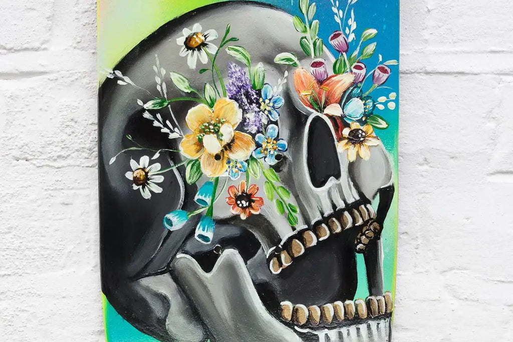 Live Life On The Edge – Original Skate Deck - SOLD by artist Becky Smith - Wyecliffe Galleries