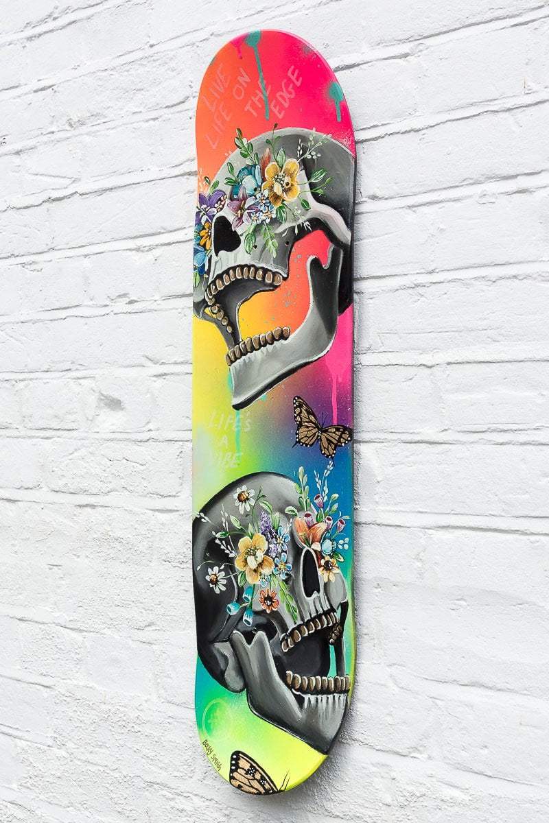 Live Life On The Edge – Original Skate Deck - SOLD by artist Becky Smith - Wyecliffe Galleries